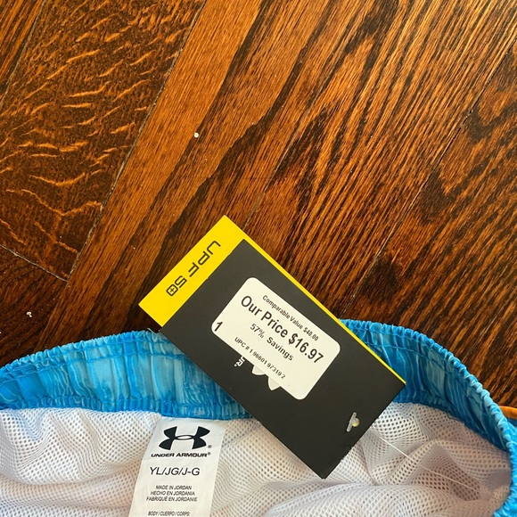 Under Armour Kids Blue and Orange Striped Shorts - Picture 5 of 5